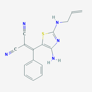 molecular formula C16H13N5S B415763 2-[(2-Allylamino-4-amino-thiazol-5-yl)-phenyl-methylene]-malononitrile 