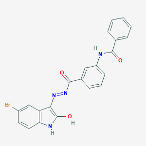 molecular formula C22H15BrN4O3 B415764 N-(3-{[2-(5-bromo-2-oxo-1,2-dihydro-3H-indol-3-ylidene)hydrazino]carbonyl}phenyl)benzamide 