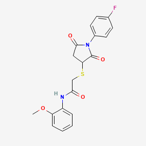 molecular formula C19H17FN2O4S B4157644 2-[1-(4-fluorophenyl)-2,5-dioxopyrrolidin-3-yl]sulfanyl-N-(2-methoxyphenyl)acetamide 