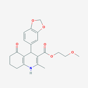 molecular formula C21H23NO6 B415765 2-Methoxyethyl 4-(1,3-benzodioxol-5-yl)-2-methyl-5-oxo-1,4,5,6,7,8-hexahydroquinoline-3-carboxylate 