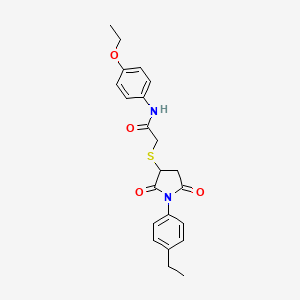 molecular formula C22H24N2O4S B4157654 N-(4-ethoxyphenyl)-2-[1-(4-ethylphenyl)-2,5-dioxopyrrolidin-3-yl]sulfanylacetamide 