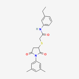 molecular formula C22H24N2O3S B4157660 2-[1-(3,5-dimethylphenyl)-2,5-dioxopyrrolidin-3-yl]sulfanyl-N-(3-ethylphenyl)acetamide 