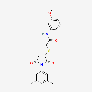 molecular formula C21H22N2O4S B4157662 2-{[1-(3,5-DIMETHYLPHENYL)-2,5-DIOXOPYRROLIDIN-3-YL]SULFANYL}-N-(3-METHOXYPHENYL)ACETAMIDE 