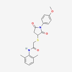 molecular formula C21H22N2O4S B4157669 N-(2,6-dimethylphenyl)-2-[1-(4-methoxyphenyl)-2,5-dioxopyrrolidin-3-yl]sulfanylacetamide 