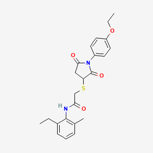 molecular formula C23H26N2O4S B4157678 2-[1-(4-ethoxyphenyl)-2,5-dioxopyrrolidin-3-yl]sulfanyl-N-(2-ethyl-6-methylphenyl)acetamide 