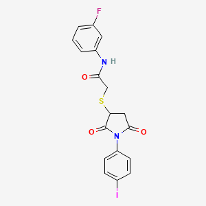 N-(3-fluorophenyl)-2-[1-(4-iodophenyl)-2,5-dioxopyrrolidin-3-yl]sulfanylacetamide