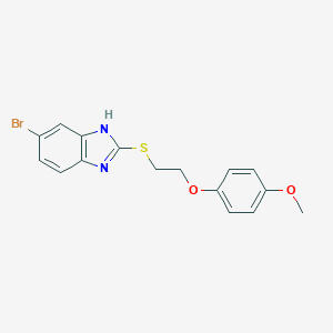 molecular formula C16H15BrN2O2S B415772 6-bromo-2-{[2-(4-methoxyphenoxy)ethyl]sulfanyl}-1H-benzimidazole 