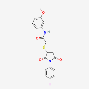 2-[1-(4-iodophenyl)-2,5-dioxopyrrolidin-3-yl]sulfanyl-N-(3-methoxyphenyl)acetamide