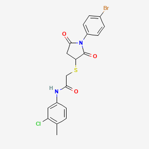 molecular formula C19H16BrClN2O3S B4157725 2-[1-(4-bromophenyl)-2,5-dioxopyrrolidin-3-yl]sulfanyl-N-(3-chloro-4-methylphenyl)acetamide 