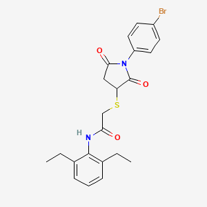 2-[1-(4-bromophenyl)-2,5-dioxopyrrolidin-3-yl]sulfanyl-N-(2,6-diethylphenyl)acetamide