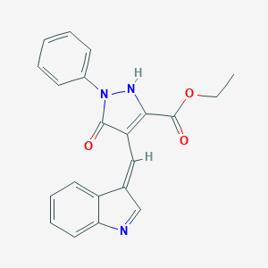 molecular formula C21H17N3O3 B415774 ethyl 4-(1H-indol-3-ylmethylene)-5-oxo-1-phenyl-4,5-dihydro-1H-pyrazole-3-carboxylate 
