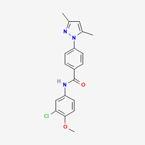 molecular formula C19H18ClN3O2 B4157768 [4-(3,5-dimethylpyrazolyl)phenyl]-N-(3-chloro-4-methoxyphenyl)carboxamide 