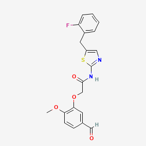 molecular formula C20H17FN2O4S B4157811 N-[5-[(2-fluorophenyl)methyl]-1,3-thiazol-2-yl]-2-(5-formyl-2-methoxyphenoxy)acetamide 