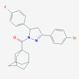 molecular formula C26H26BrFN2O B415784 1-(1-adamantylcarbonyl)-3-(4-bromophenyl)-5-(4-fluorophenyl)-4,5-dihydro-1H-pyrazole 
