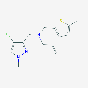 molecular formula C14H18ClN3S B4157849 N-[(4-chloro-1-methyl-1H-pyrazol-3-yl)methyl]-N-[(5-methyl-2-thienyl)methyl]prop-2-en-1-amine 