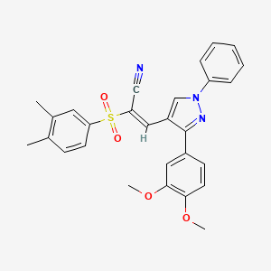 3-[3-(3,4-dimethoxyphenyl)-1-phenyl-1H-pyrazol-4-yl]-2-[(3,4-dimethylphenyl)sulfonyl]acrylonitrile