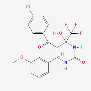 molecular formula C19H16ClF3N2O4 B4157852 5-(4-chlorobenzoyl)-4-hydroxy-6-(3-methoxyphenyl)-4-(trifluoromethyl)tetrahydro-2(1H)-pyrimidinone 