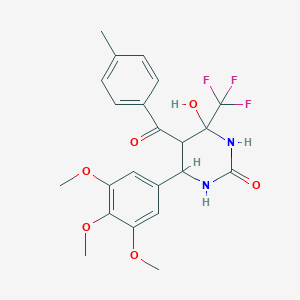 4-Hydroxy-5-(4-methylbenzoyl)-4-(trifluoromethyl)-6-(3,4,5-trimethoxyphenyl)-1,3-diazinan-2-one