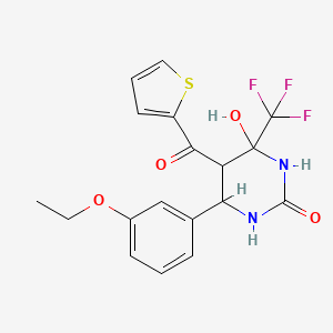 molecular formula C18H17F3N2O4S B4157873 6-(3-ethoxyphenyl)-4-hydroxy-5-(2-thienylcarbonyl)-4-(trifluoromethyl)tetrahydro-2(1H)-pyrimidinone 