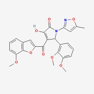 molecular formula C26H22N2O8 B4157885 2-(2,3-dimethoxyphenyl)-4-hydroxy-3-(7-methoxy-1-benzofuran-2-carbonyl)-1-(5-methyl-1,2-oxazol-3-yl)-2H-pyrrol-5-one 