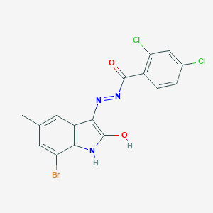 molecular formula C16H10BrCl2N3O2 B415792 N'-(7-bromo-5-methyl-2-oxo-1,2-dihydro-3H-indol-3-ylidene)-2,4-dichlorobenzohydrazide 