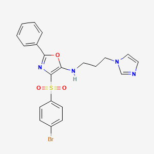 4-(4-bromophenyl)sulfonyl-N-(3-imidazol-1-ylpropyl)-2-phenyl-1,3-oxazol-5-amine