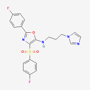 4-(4-fluorobenzenesulfonyl)-2-(4-fluorophenyl)-N-[3-(1H-imidazol-1-yl)propyl]-1,3-oxazol-5-amine