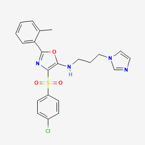 4-[(4-chlorophenyl)sulfonyl]-N-[3-(1H-imidazol-1-yl)propyl]-2-(2-methylphenyl)-1,3-oxazol-5-amine