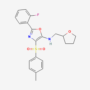 molecular formula C21H21FN2O4S B4157962 2-(2-fluorophenyl)-4-(4-methylphenyl)sulfonyl-N-(oxolan-2-ylmethyl)-1,3-oxazol-5-amine 