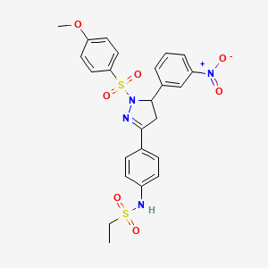 N-[4-[2-(4-methoxyphenyl)sulfonyl-3-(3-nitrophenyl)-3,4-dihydropyrazol-5-yl]phenyl]ethanesulfonamide