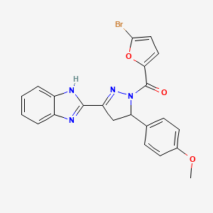 molecular formula C22H17BrN4O3 B4158034 2-[1-(5-bromo-2-furoyl)-5-(4-methoxyphenyl)-4,5-dihydro-1H-pyrazol-3-yl]-1H-benzimidazole 