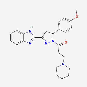 molecular formula C25H29N5O2 B4158042 1-[5-(1H-benzimidazol-2-yl)-3-(4-methoxyphenyl)-3,4-dihydropyrazol-2-yl]-3-piperidin-1-ylpropan-1-one 