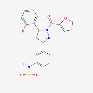 molecular formula C21H18FN3O4S B4158063 N-{3-[5-(2-fluorophenyl)-1-(furan-2-carbonyl)-4,5-dihydro-1H-pyrazol-3-yl]phenyl}methanesulfonamide 