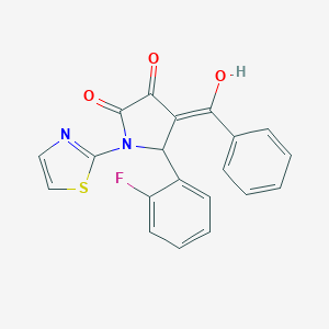 molecular formula C20H13FN2O3S B415810 5-(2-fluorophenyl)-3-hydroxy-4-(phenylcarbonyl)-1-(1,3-thiazol-2-yl)-1,5-dihydro-2H-pyrrol-2-one 