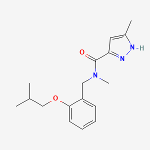 molecular formula C17H23N3O2 B4158130 N,5-dimethyl-N-[[2-(2-methylpropoxy)phenyl]methyl]-1H-pyrazole-3-carboxamide 