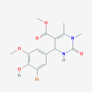 molecular formula C15H17BrN2O5 B415814 Methyl 4-(3-bromo-4-hydroxy-5-methoxyphenyl)-1,6-dimethyl-2-oxo-1,2,3,4-tetrahydropyrimidine-5-carboxylate 