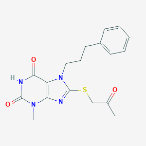 3-methyl-8-((2-oxopropyl)thio)-7-(3-phenylpropyl)-1H-purine-2,6(3H,7H)-dione