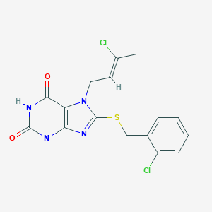 molecular formula C17H16Cl2N4O2S B415817 (Z)-8-((2-chlorobenzyl)thio)-7-(3-chlorobut-2-en-1-yl)-3-methyl-1H-purine-2,6(3H,7H)-dione CAS No. 326919-26-0