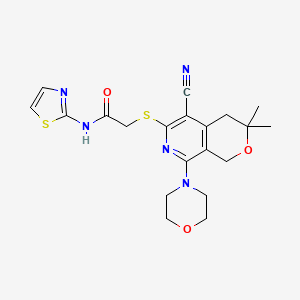 2-{[5-cyano-3,3-dimethyl-8-(4-morpholinyl)-3,4-dihydro-1H-pyrano[3,4-c]pyridin-6-yl]thio}-N-1,3-thiazol-2-ylacetamide