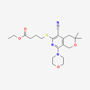 Ethyl 4-[(5-cyano-3,3-dimethyl-8-morpholin-4-yl-1,4-dihydropyrano[3,4-c]pyridin-6-yl)sulfanyl]butanoate