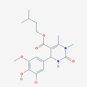 molecular formula C19H25BrN2O5 B415824 Isopentyl 4-(3-bromo-4-hydroxy-5-methoxyphenyl)-1,6-dimethyl-2-oxo-1,2,3,4-tetrahydro-5-pyrimidinecarboxylate 