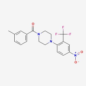 molecular formula C19H18F3N3O3 B4158293 1-(3-methylbenzoyl)-4-[4-nitro-2-(trifluoromethyl)phenyl]piperazine 