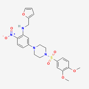 (5-{4-[(3,4-dimethoxyphenyl)sulfonyl]-1-piperazinyl}-2-nitrophenyl)(2-furylmethyl)amine