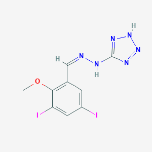 molecular formula C9H8I2N6O B415836 5-[(2Z)-2-(3,5-diiodo-2-methoxybenzylidene)hydrazinyl]-1H-tetrazole 