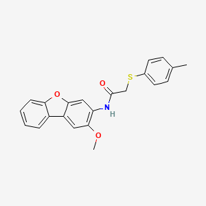 molecular formula C22H19NO3S B4158366 N-(2-methoxydibenzo[b,d]furan-3-yl)-2-[(4-methylphenyl)thio]acetamide 