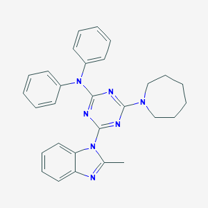 4-(azepan-1-yl)-6-(2-methyl-1H-benzimidazol-1-yl)-N,N-diphenyl-1,3,5-triazin-2-amine