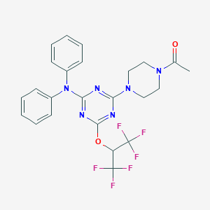 molecular formula C24H22F6N6O2 B415840 4-(4-acetyl-1-piperazinyl)-N,N-diphenyl-6-[2,2,2-trifluoro-1-(trifluoromethyl)ethoxy]-1,3,5-triazin-2-amine 
