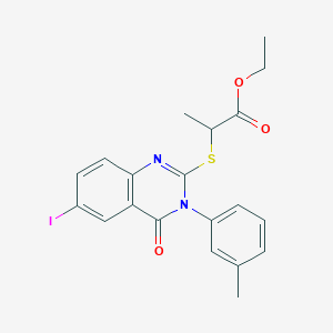 ethyl 2-{[6-iodo-3-(3-methylphenyl)-4-oxo-3,4-dihydro-2-quinazolinyl]thio}propanoate