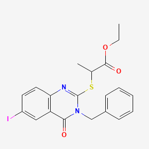 ethyl 2-[(3-benzyl-6-iodo-4-oxo-3,4-dihydro-2-quinazolinyl)thio]propanoate