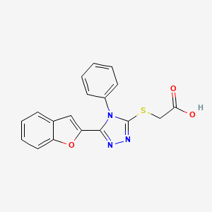 molecular formula C18H13N3O3S B4158526 {[5-(1-benzofuran-2-yl)-4-phenyl-4H-1,2,4-triazol-3-yl]thio}acetic acid 